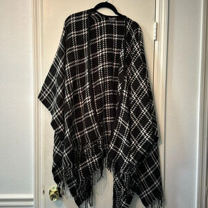 Ann Taylor Black and White Shawl Sweater